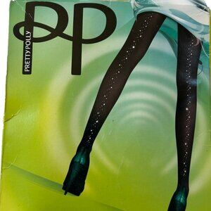 🎄NWT 🛍️ Pretty Polly Studded Crystals Backseam Ornate Women's Tights O/S Black
